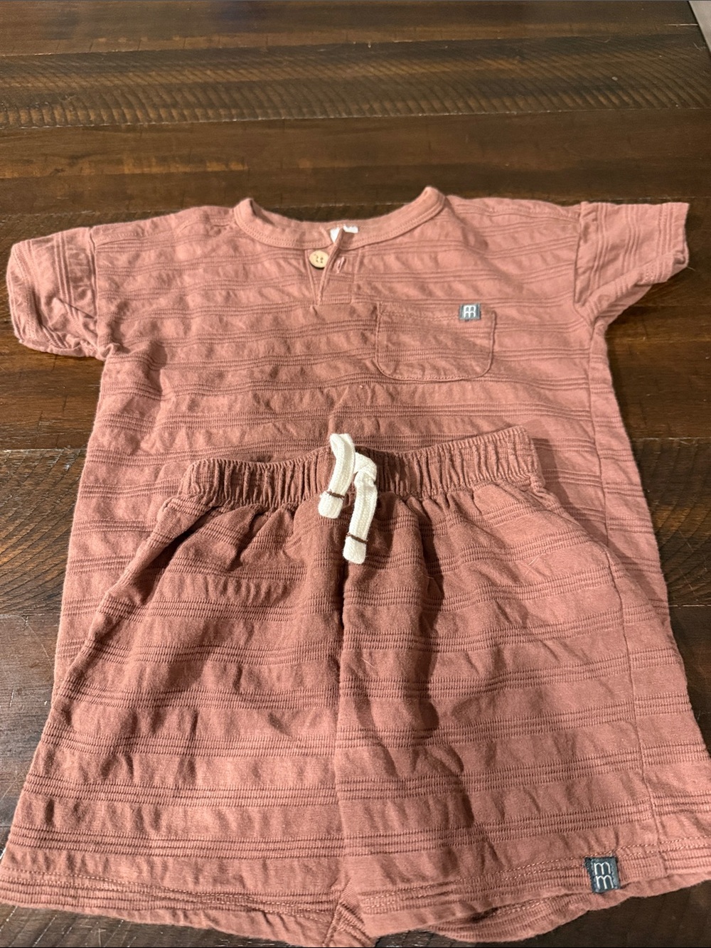 Kids Short Sleeve Top and Shorts Set - Dusty Rose
